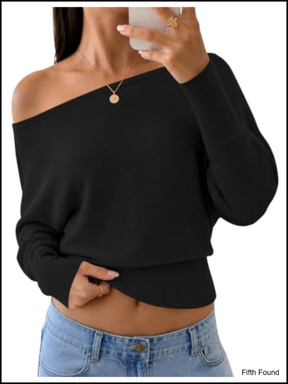 Off the Shoulder Knit Pullover Sweater Women Batwing Sleeve
